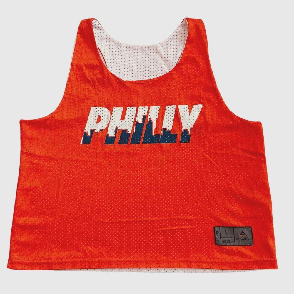 Philly Reversible Mesh Basketball Tank Top Womens Size Large Orange White